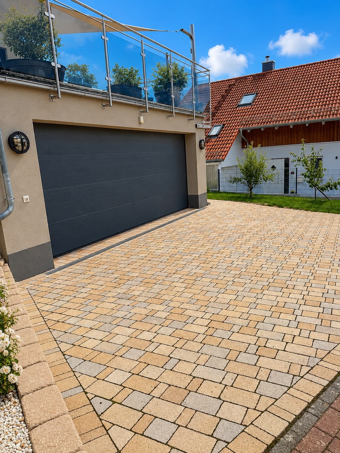 Einfahrt – Pflasterarbeiten vor der Garage